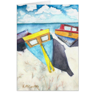 Boote in der Sonne von Aruba, Aquarelldruck auf Ka