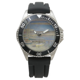 Boote in einer Landschaft (New England Landschaft) Armbanduhr