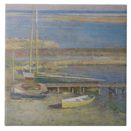 Boote in einer Landschaft (New England Landschaft) Fliese