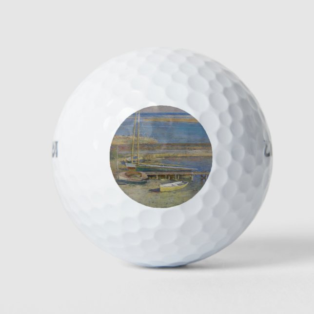 Boote in einer Landschaft (New England Landschaft) Golfball (Vorderseite)