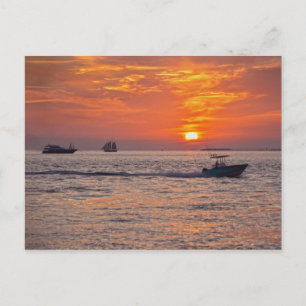 Boote in Key West, Florida, bei Sunset Postkarte