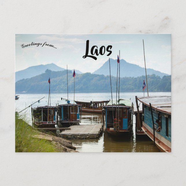 Boote in Laos Postkarte (Vorderseite)
