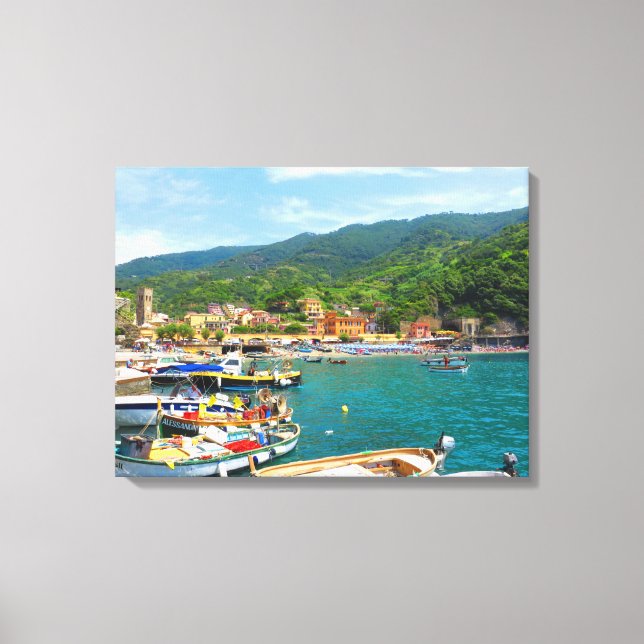 Boote in Monterosso, Cinque Terre, Italien Leinwanddruck (Vorderseite)