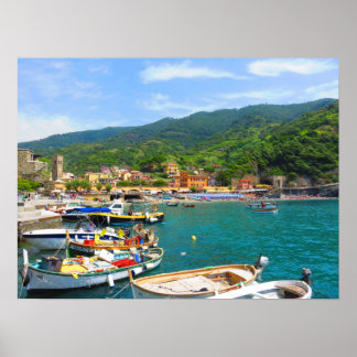 Boote in Monterosso in Cinque Terre, Italien Poster