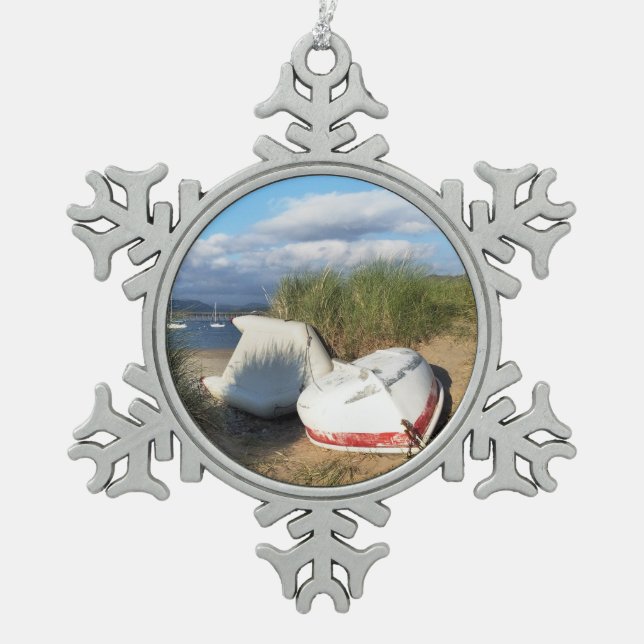 BOOTE SCHNEEFLOCKEN Zinn-Ornament (Vorderseite)