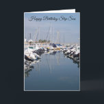 Boote Step Son Birthday Card Karte<br><div class="desc">Grußkarten Boote in einer Marina Schritt Sohn Geburtstagskarte,  die Sie mit jedem Text Ihrer Wahl anpassen können. Wenn Sie Hilfe bei der Anpassung benötigen,  kontaktieren Sie uns über den Link auf dieser Seite. Marina Step Sohn Geburtskarte</div>