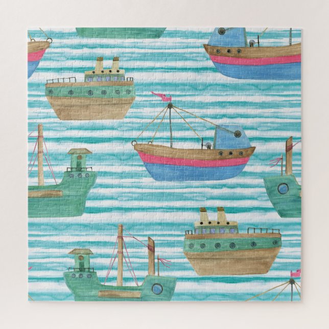 Boote Streifen: Aquarellmalerei Muster. (Vertikal)