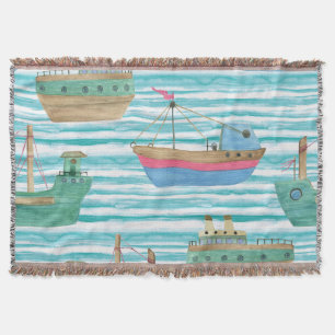 Boote Streifen: Aquarellmalerei Muster. Decke