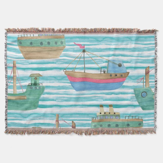 Boote Streifen: Aquarellmalerei Muster. Decke (Vorderseite)