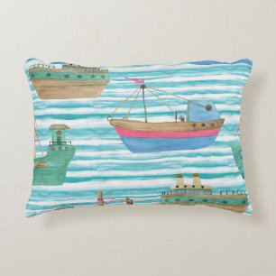 Boote Streifen: Aquarellmalerei Muster. Dekokissen