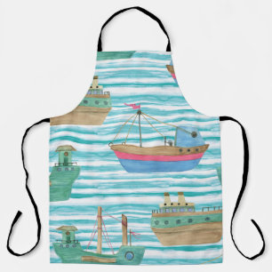 Boote Streifen: Aquarellmalerei Muster. Schürze