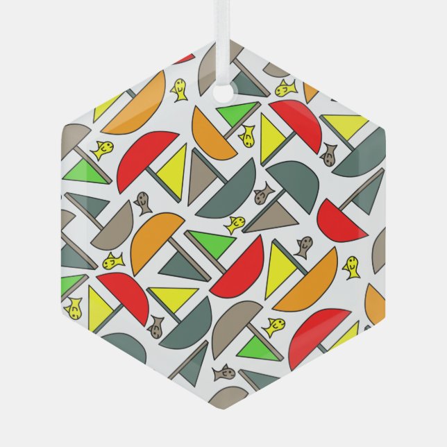 Boote und Fische Ornament Aus Glas (Vorderseite)