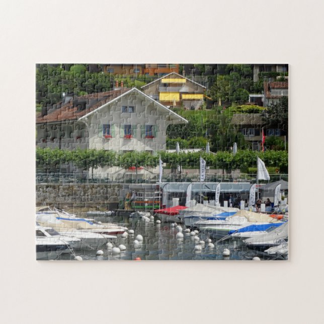 Boote und Houses, Genfer See, Schweiz (Horizontal)