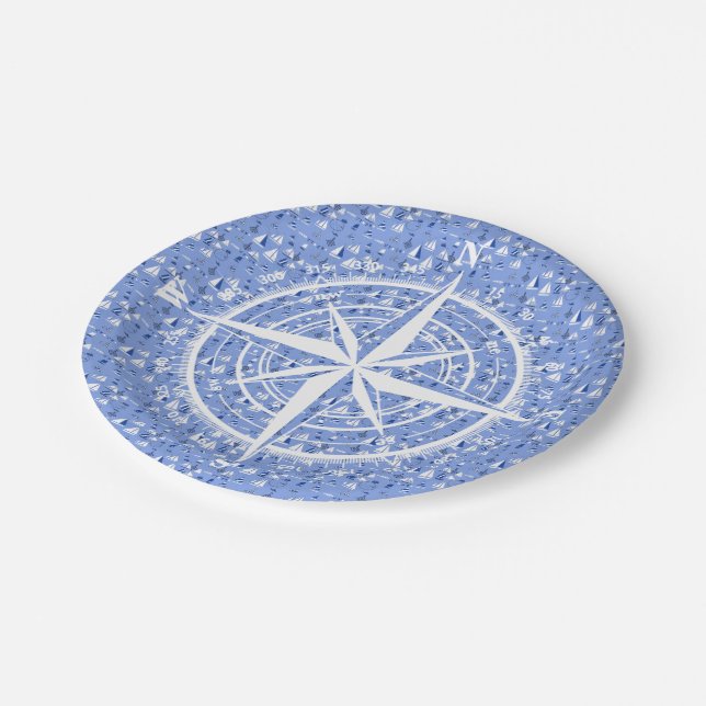 Boote und Kompasspapierplatten Pappteller (Schrägansicht)