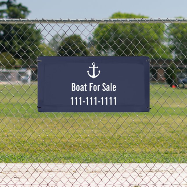 Boote zum Verkauf Blaue und weiße Telefonnummer Mu Banner (InSitu)