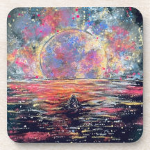 Booten in den farbenfrohen Mond - Untersetzer aus 
