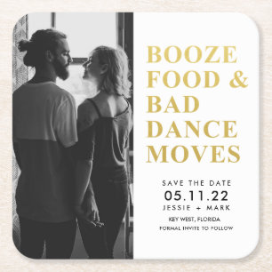 Booten Sie schlechte Tanzbewegungen Save the Date Rechteckiger Pappuntersetzer