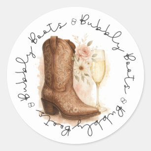 Booten und Bubbly Country Western Boot-Brautparty Runder Aufkleber