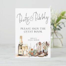 Bootet Bubbly Guest Book Brautparty Sign Card Einladung