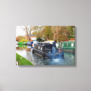 Bootfahren auf dem Newbury-Kanal Leinwanddruck