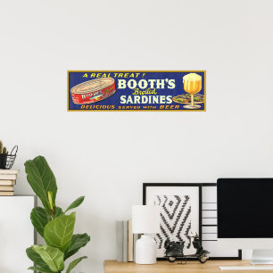 Booth's Brand Gebratene Sardinen Etikett Lehmann L Poster