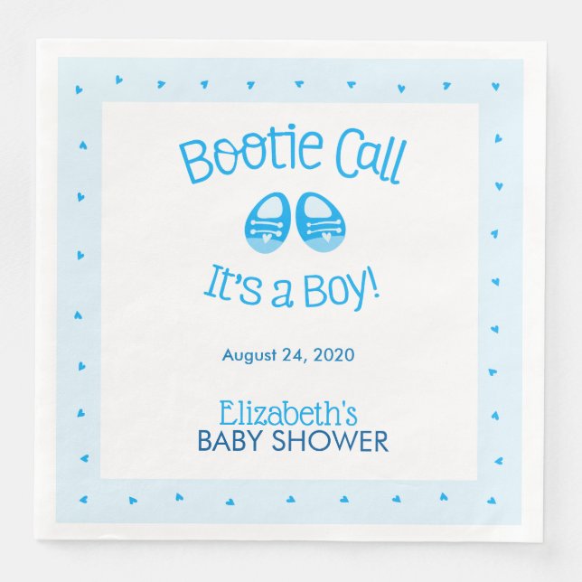 Bootie Call Blue Baby Boy Shower Serviette (Vorderseite)