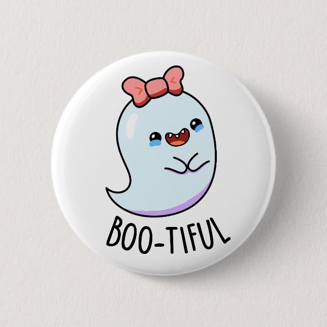 Bootiful Funny Girly Halloween Ghost Pun Button (Vorderseite)