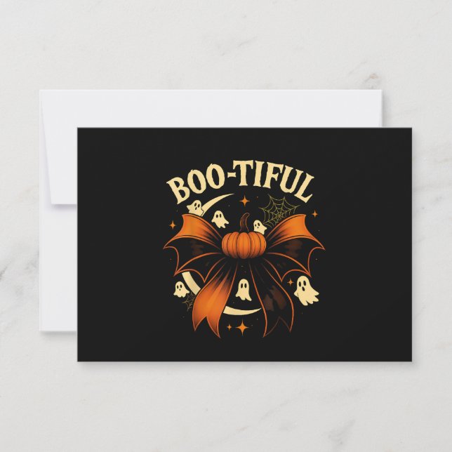 Bootiful Funny Halloween Coquette Bow Pumpkin Dankeskarte (Vorderseite)