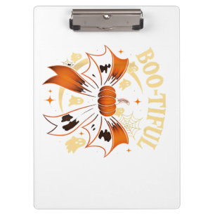 Bootiful Funny Halloween Coquette Bow Pumpkin Klemmbrett