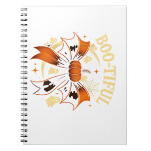 Bootiful Funny Halloween Coquette Bow Pumpkin Notizblock