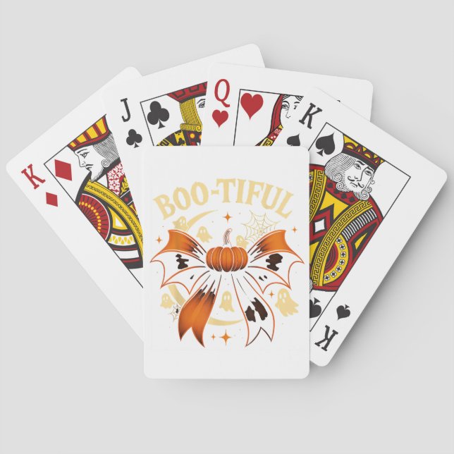 Bootiful Funny Halloween Coquette Bow Pumpkin Spielkarten (Rückseite)