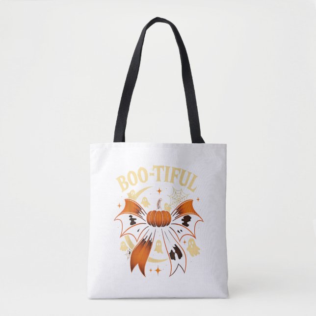 Bootiful Funny Halloween Coquette Bow Pumpkin Tasche (Vorderseite)
