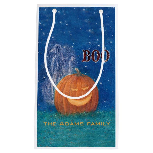 Bootiful Halloween Big Pumpkin Cute Ghost Kleine Geschenktüte (Vorderseite)