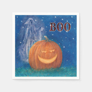 Bootiful Halloween großer Kürbis u. Geist Serviette