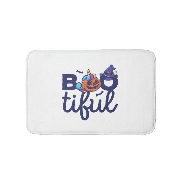 Bootischer Halloween Funny Unicorn Pumpkin Laterne Badematte (Vorderseite)