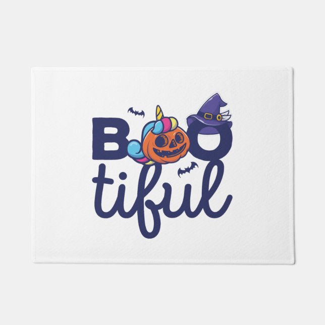 Bootischer Halloween Funny Unicorn Pumpkin Laterne Fußmatte (Vorderseite)