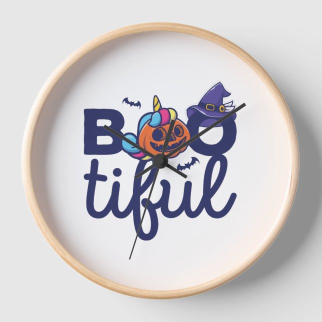 Bootischer Halloween Funny Unicorn Pumpkin Laterne Uhr (Vorderseite)