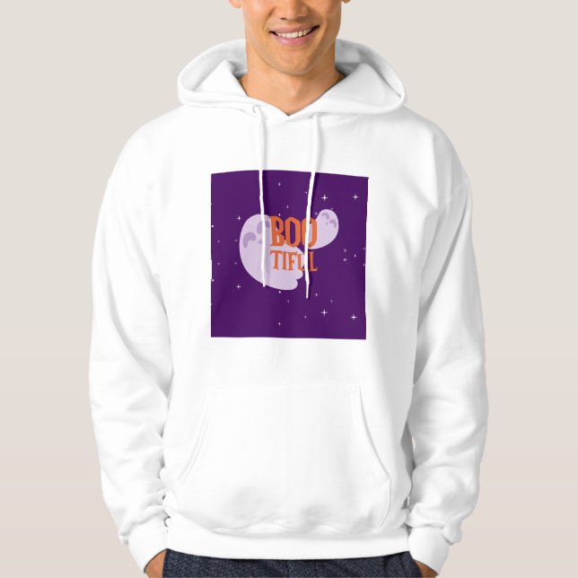 Bootischer Halloween Niedlich Ghost Boo Lila Hoodie (Vorderseite)