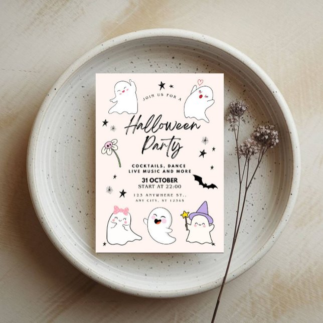 Bootivoll Niedliches Ghosts-Halloween-Party Einladung (Von Creator hochgeladen)