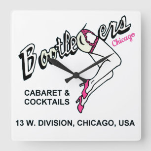 Bootleggers Cabaret and Cocktails, Chicago, IL Quadratische Wanduhr