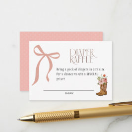 Boots and Bows Baby Girl Shower Diaper Raffle Begleitkarte