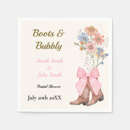 Boots and Bubbly Bridal Shower Serviette