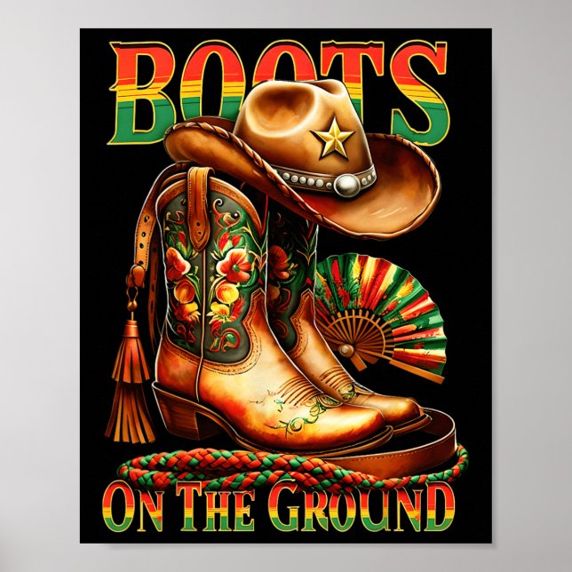 Boots auf dem Boden Boot Juneteenth Black Cowgirl Poster (Vorne)