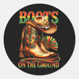 Boots auf dem Boden Boot Juneteenth Black Cowgirl Runder Aufkleber