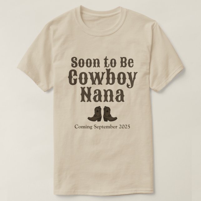 Boots bald Cowboy Oma Baby Ankündigung T-Shirt (Design vorne)