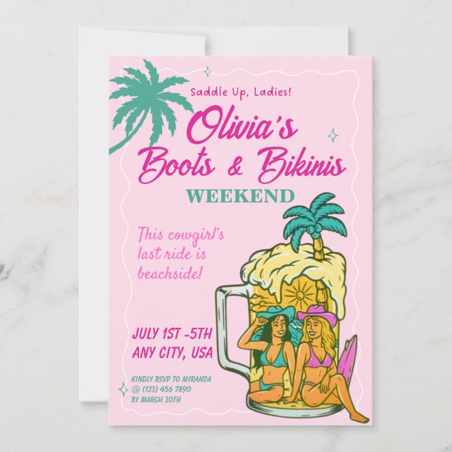 Boots & Bikinis Bachelorette Invitation  (Devant)