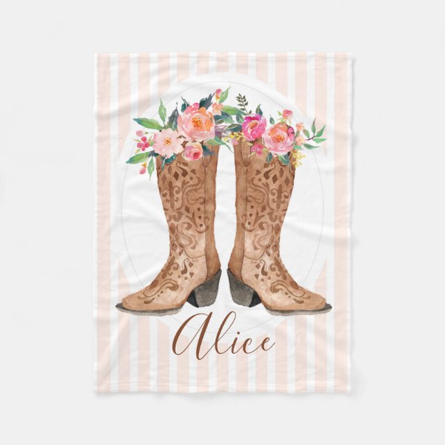 Boots Boho Aquarelltüte Fleecedecke (Vorderseite)