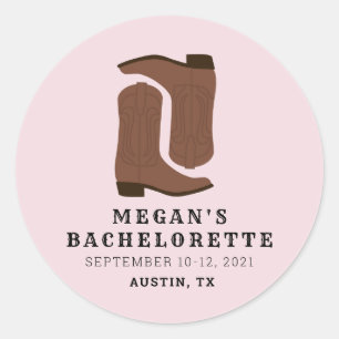 Boots & Booze Austin Texas Bachelorette Runder Aufkleber