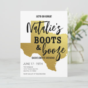 Boots & Booze Texas Bachelorette Invitation