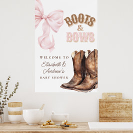 Boots & Bows Baby Shower Welcome Poster